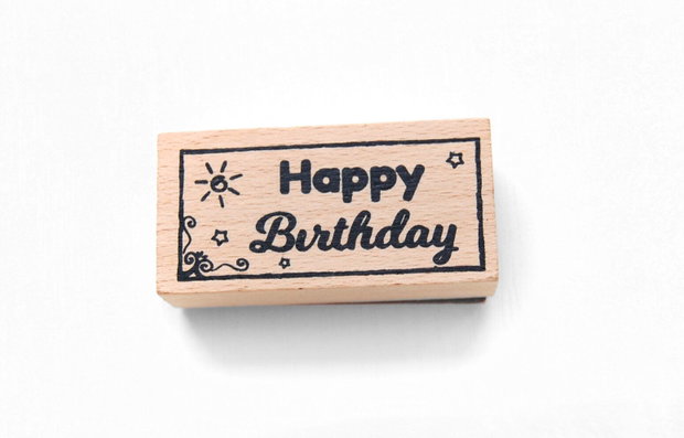 Stampila Happy Birthday - 6.5 x 3 cm