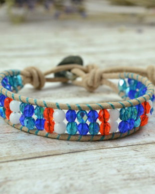 Bratara din snur de piele si mix de cristale ''Hyacinthy''