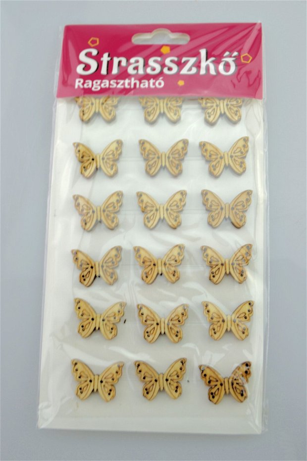 Nasturi fluture din lemn- 2.3 x 1.8 cm, 18 buc/set- 361942