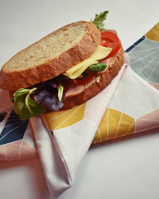 Șervețel textil - ambalaj reutilizabil ecologic cu arici pentru sandwich, gustări, alimente