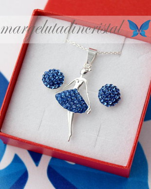 Set Swarovski / Balerina / Dansatoare / Argint 925 / Sapphire