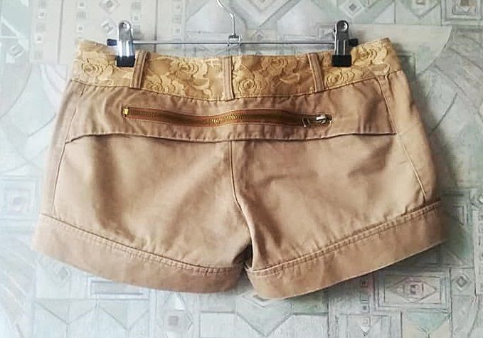 pantaloni scurti bumbac bej dantela , M , LJR