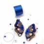 Cercei fluturi albastri brodati cu cristale Swarovski