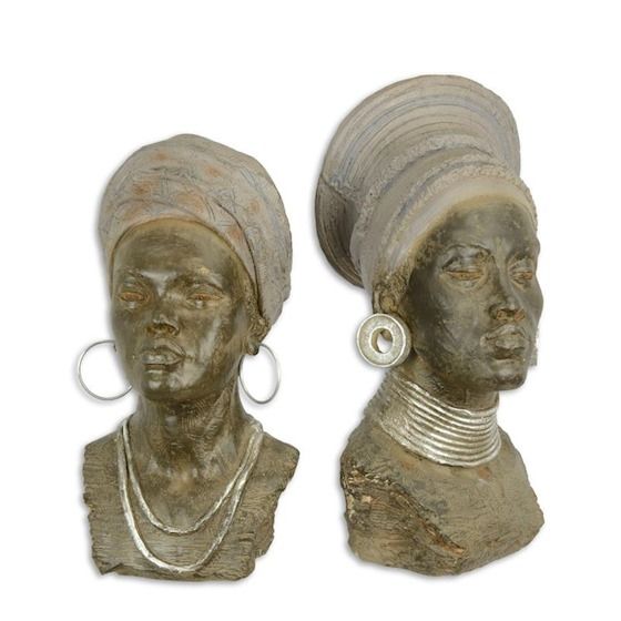 Pereche de africane - statuete din rasini MGO