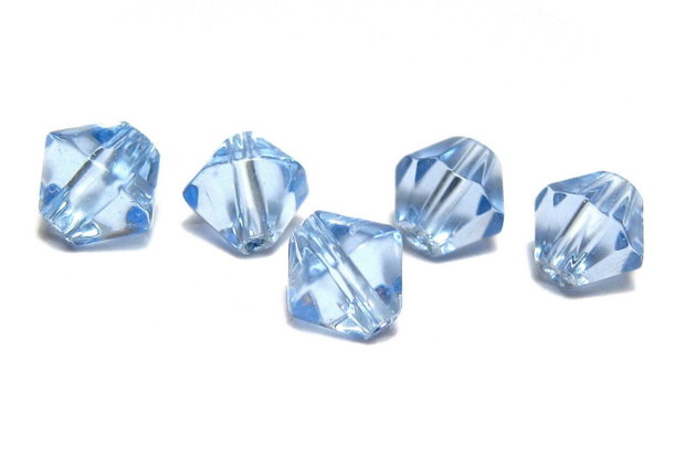 Margele din sticla, biconice, 6 mm, albastre