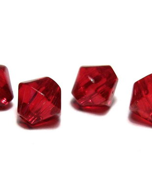 Margele din sticla, biconice, 7 mm, rosii