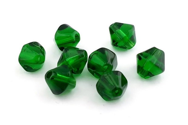 Margele din sticla, biconice, 6 mm, verzi