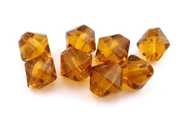 Margele din sticla, biconice, 6 mm, maro