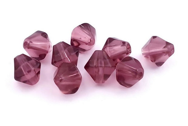 Margele din sticla, biconice, 6~7 mm, purpurii