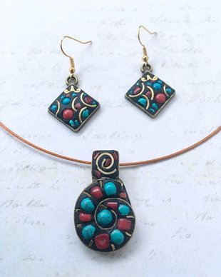 Set Nepalez turcoaz & coral