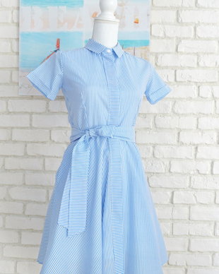 Rochie Camasa Dungi Alb cu Bleu