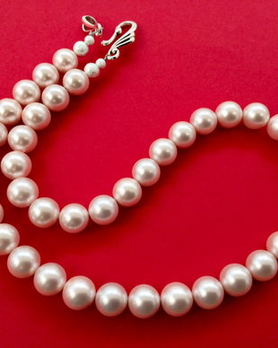 Colier perle de Mallorca crem-roze