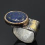 Inel din argint şi lapis cabochon, cu profil gold-filled