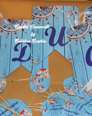 Decoratiuni candy bar/ toppere prajituri botez tema marina