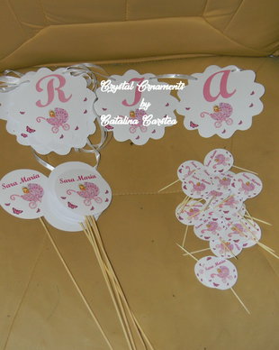 Decoratiuni candy bar/ toppere prajituri baby girl