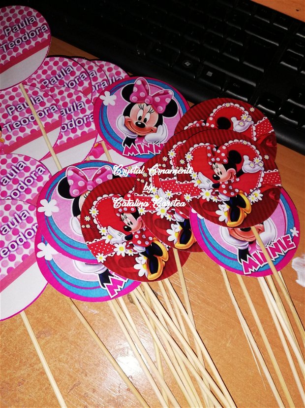 Decoratiuni candy bar/ toppere prajituri Minnie Mouse