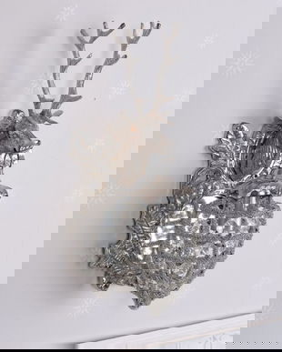 Aplica din alama masiva argintie cu un cerb