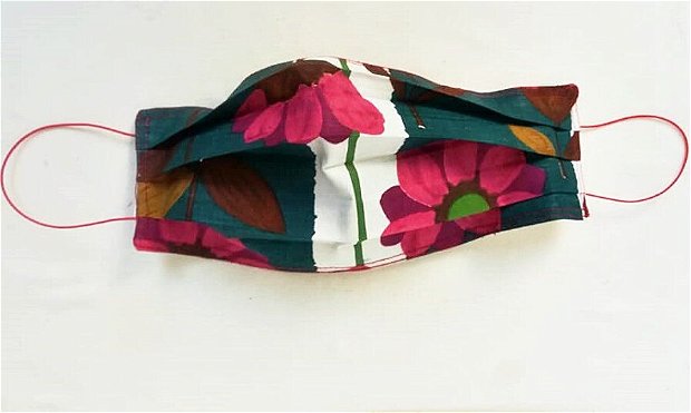 masca textila ( cu flori mari ciclam )
