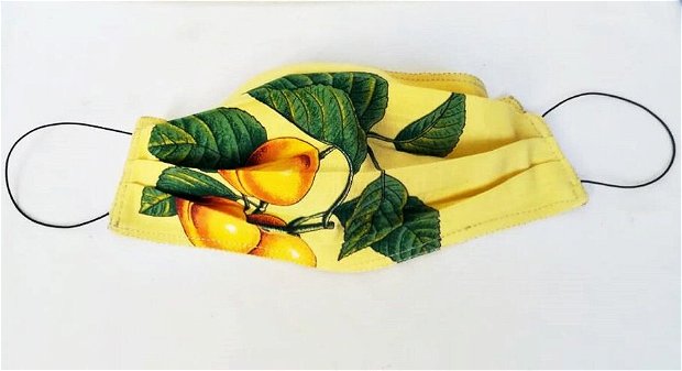 masca textila ( galben cu fructe )