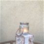 Cub mesteacan decorativ cu suport sticla lumanare/decoratiune rustica/decoratiune lemn