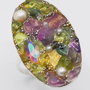 Inel argint 925 cu mozaic din charoit, peridot, ametist