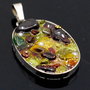 Bijuterii argint 925 cu mozaic din granat, peridot, citrin, ochi de tigru, aventurin, crom diopsid
