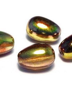 Margele din sticla, lacrima, 11x8 mm, Crystal Magic Green - 00030-95400