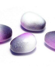 Margele din sticla, lacrima, 11x8 mm, Chalk White Funky Purple - 00030-95501