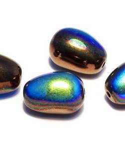 Margele din sticla, lacrima, 11x8 mm, Jet Bronze AB - 23980-14415 28701