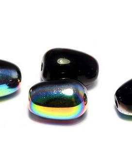 Margele din sticla, lacrima, 11x8 mm, Jet Vitrail - 23980-28101