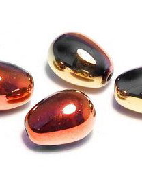 Margele din sticla, lacrima, 11x8 mm, Jet California Gold Rush - 23980-98542