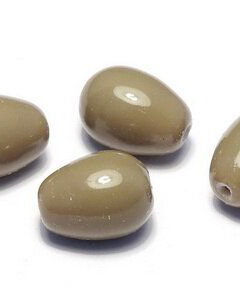 Margele din sticla, lacrima, 11x8 mm, Khaki - 48193