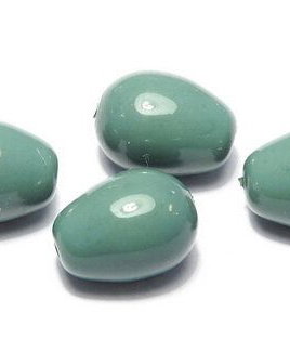 Margele din sticla, lacrima, 11x8 mm, Pea Green - 48565