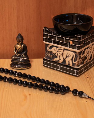Matanie onix negru 100% natural, sfere de 10 mm, 33 bile în 3 grupuri de câte 11
