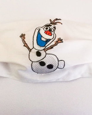 Masca protectie din bumbac pentru copii cu Olaf ,brodata