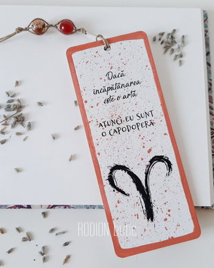 Semn de carte zodia Berbec pictat manual personalizat cu mesaj