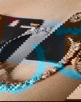 BIANCO  -SET CERCEI CREOLI XXL DIN TURCOAZ  NATURAL SI COLIER ASORTAT