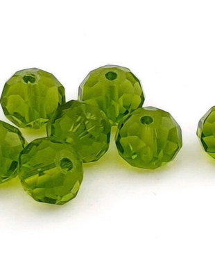 Cristale din sticla, rondelle, 8x6 mm, verzi