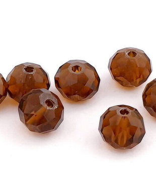 Cristale din sticla, rondelle, 8x6 mm, maro