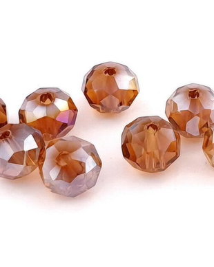 Cristale din sticla, rondelle, 8x6 mm, AB, maro