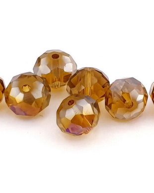 Cristale din sticla, rondelle, 10x7 mm, maro