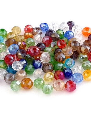 Cristale din sticla, rondelle, 3.5x4 mm, mix