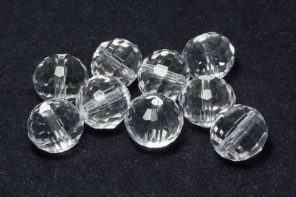 Cristale din sticla, rotunde, 10 mm, fatetate, transparente