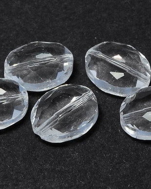 Cristale din sticla, oval plate, 16x13 mm, fatetate, transparente