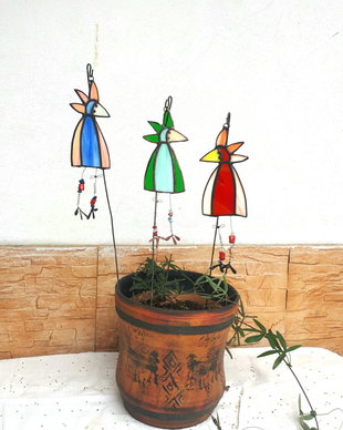 Decoratiune gradina ghiveci vitraliu