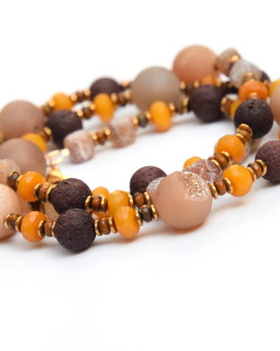 Set de bijuterii din agate frosted, jad, roca vulcanica, jasp si hematit auriu
