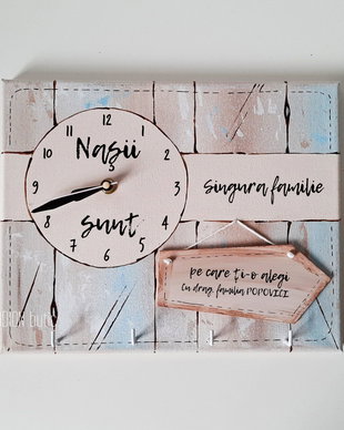 Suport chei si ceas personalizat pentru nasi handmade pictat manual