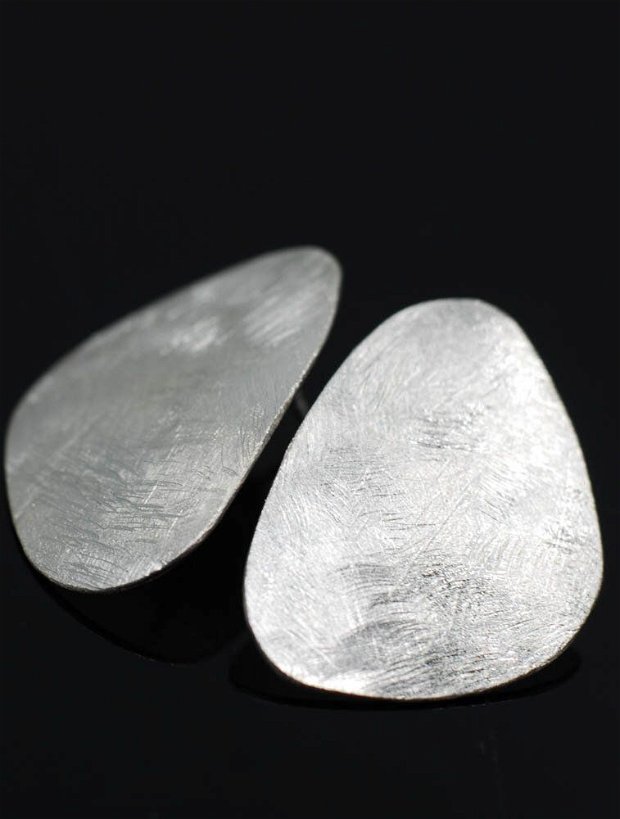 cercei texturați, industriali, din argint 925, cercei cu surub, cercei pe ureche