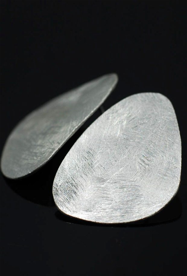 cercei texturați, industriali, din argint 925, cercei cu surub, cercei pe ureche