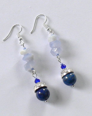 Cercei lapis lazuli si calcedonie